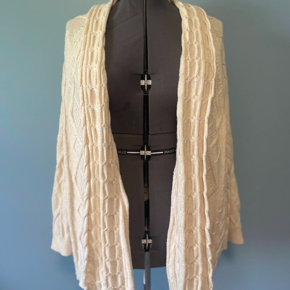 J Jill Cozy Cabled Cream Cardigan XL